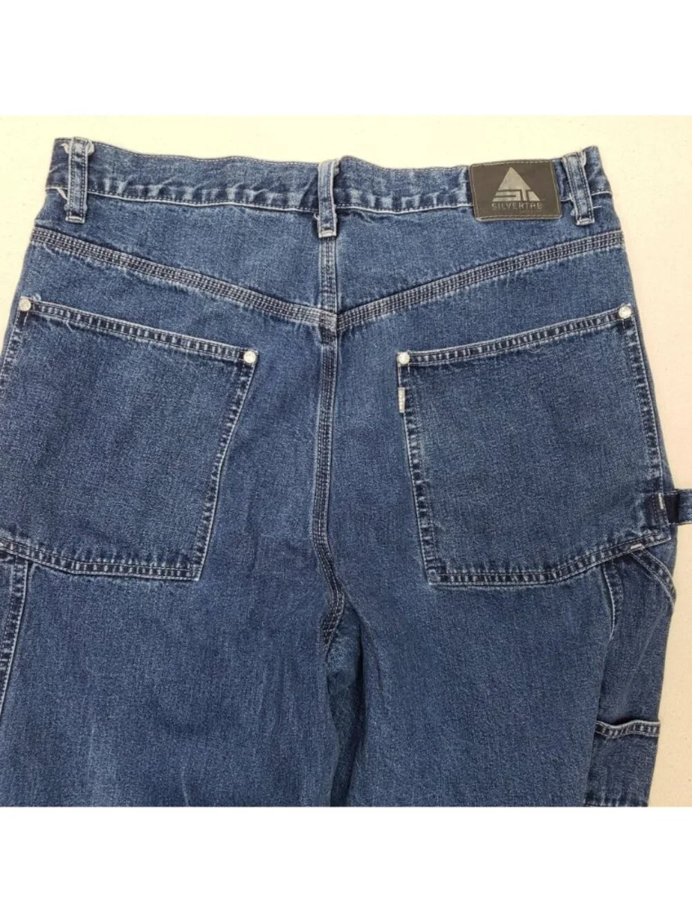 Levi's Silver Tab Mens Carpenter Cargo Wide Leg Relaxed Blue Jeans 34/34 VTG Y2K